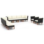 vidaXL 10-delige Loungeset poly rattan en eucalyptushout, Verzenden, Nieuw, Rotan, Loungeset