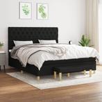 vidaXL Boxspring met matras stof zwart 160x200 cm, Verzenden, Zwart, 200 cm, Stof