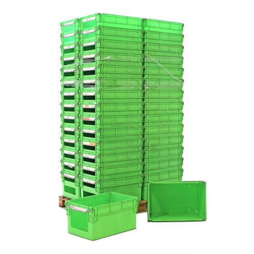 Gebruikte stapelbare, nestbare bakken 1 korte zijde open, Doe-het-zelf en Verbouw, Kratten en Dozen, Ophalen of Verzenden