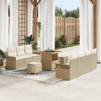 vidaXL 10-delige tuinset met kussens in beige poly rattan en, Tuin en Terras, Tuinsets en Loungesets, Verzenden, Nieuw, Tuinset