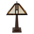 Tiffany tafellamp – Arts &amp; Crafts Geometrie – 35 × 35 cm, Huis en Inrichting, Verzenden, Nieuw