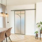Stalen Schuifdeur met koofsysteem Kiezelgrijs 5 Vlaks rond M, Doe-het-zelf en Verbouw, Nieuw, Metaal, 75 tot 150 cm, 150 tot 225 cm