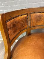 Stoel - Hout, Leder, Messing - Antieke Fauteuil