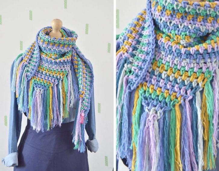 Haakpatroon byClaire Omslagdoek Denim Chique, Hobby en Vrije tijd, Breien en Haken, Breien of Haken, Nieuw, Wol of Garen, Ophalen of Verzenden