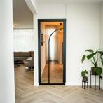 Stalen Binnendeur - Zwart - 2 Vlaks rond - Helder glas, Doe-het-zelf en Verbouw, Deuren en Horren, Minder dan 80 cm, Binnendeur