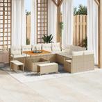 vidaXL Tuin Sofa Set met kussen 13 pcs Beige Poly riet, Verzenden, Nieuw, Rotan