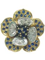 Zonder Minimumprijs - Ring - 9 kt. Zilver, Geel goud Saffier, Nieuw