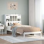 vidaXL Bed met boekenkast zonder matras grenenhout wit, Huis en Inrichting, Slaapkamer | Bedden, 90 cm, Eenpersoons, Verzenden