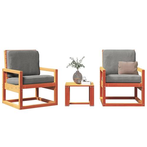 vidaXL 3-delige Loungeset massief grenenhout wasbruin, Tuin en Terras, Tuinsets en Loungesets, Loungeset, Nieuw, Verzenden