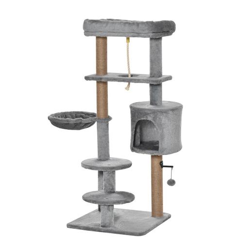TRUUSK Krabpaal Van Hout 120 Cm Hoog Met Mand Kattenhol Spee, Dieren en Toebehoren, Katten-accessoires, Nieuw, Verzenden