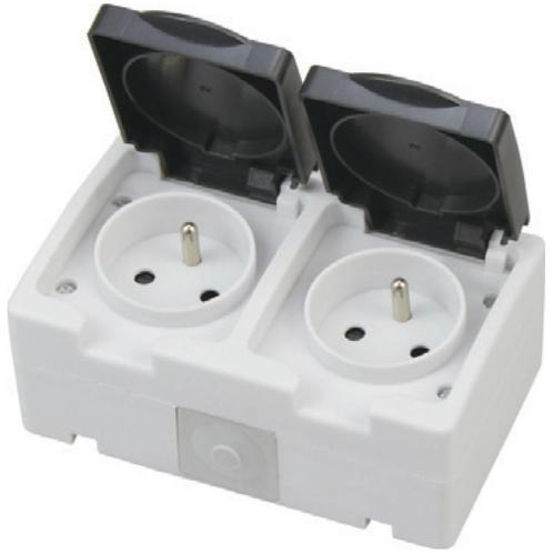 Buitenstopcontact - Opbouw - Dubbel - Geaard - Waterdicht, Tuin en Terras, Buitenverlichting, Overige typen, Nieuw, Led, Kunststof