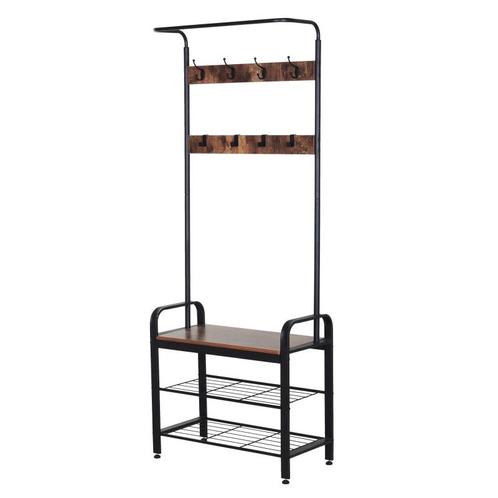 Kapstok, Schoenenrek, Kledingrek Met 8 Haken, 2 Planken, MDF, Huis en Inrichting, Kasten | Boekenkasten, Nieuw, Verzenden