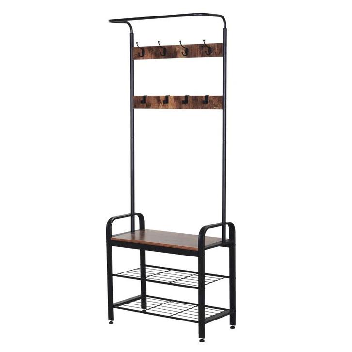 Kapstok, Schoenenrek, Kledingrek Met 8 Haken, 2 Planken, MDF, Huis en Inrichting, Kasten | Boekenkasten, Nieuw, Verzenden