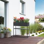Plantenstandaard Joensuu 80x80x25 cm met plank zwart [en.cas, Tuin en Terras, Verzenden, Nieuw