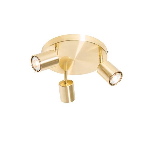 Moderne plafondlamp messing verstelbaar rond 3-lichts - Java, Huis en Inrichting, Lampen | Spots, Nieuw, Overige materialen
