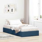 vidaXL Opslag bed met hoofdeinde met opslag Blauw 90 x 200, Verzenden, Nieuw, Blauw, Stof