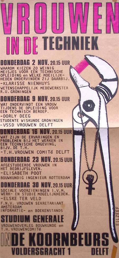 vintage poster vrouwenrechten - Vrouwen in de techniek, Verzamelen, Posters, Nieuw, Overige onderwerpen, Met lijst, Verzenden