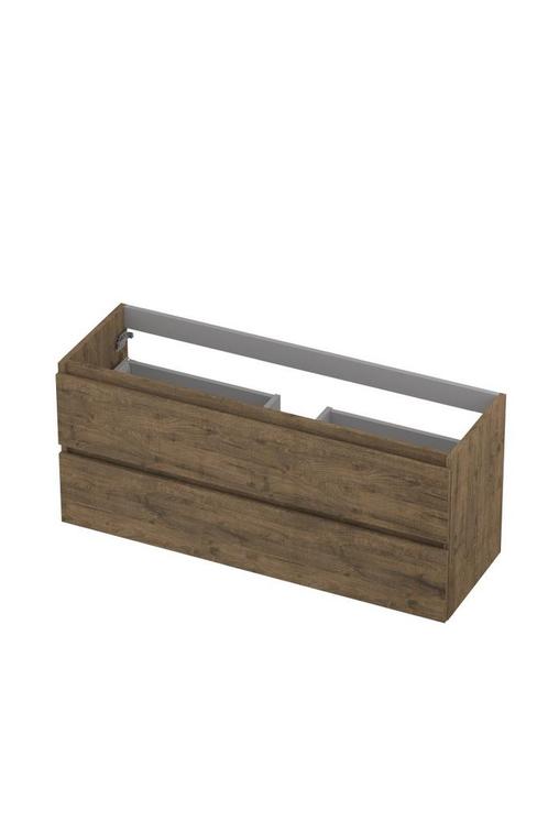 Onderkast INK 2 laden greeploos met houten keerlijst 120 cm, Doe-het-zelf en Verbouw, Sanitair, Bad, Nieuw, Ophalen of Verzenden