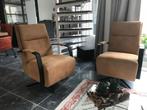 leren draaifauteuils met stervoet - bruin leer - Echt leer,, Huis en Inrichting, Fauteuils, Nieuw, Ophalen of Verzenden, Industrieel