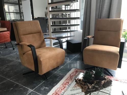 leren draaifauteuils met stervoet - bruin leer - Echt leer,, Huis en Inrichting, Fauteuils, 50 tot 75 cm, 75 tot 100 cm, Nieuw