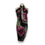 Sarong / pareo - Strandkleding wikkelrok - Zwart / pink bloe, Kleding | Dames, Badmode en Zwemkleding, Ophalen of Verzenden, Nieuw