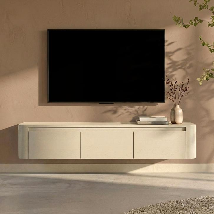 *WOONWINKEL* Zwevend Tv-meubel Beige Ronde Hoeken 160 Cm, Huis en Inrichting, Kasten | Televisiemeubels, Nieuw, Verzenden