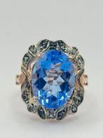 Zonder minimumprijs - Ring - 9 kt. Roségoud, Zilver Topaas -, Nieuw