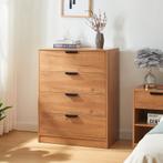 Commode Varkaus ladekast mdf met 4 lades 90x70x40 cm eikenkl, Verzenden, Nieuw