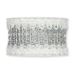 Juteband met sneeuwrand zilver +/- 5 cm. rol 10 m 5cm., Huis en Inrichting, Woonaccessoires | Kunstplanten en Kunstbloemen, Nieuw