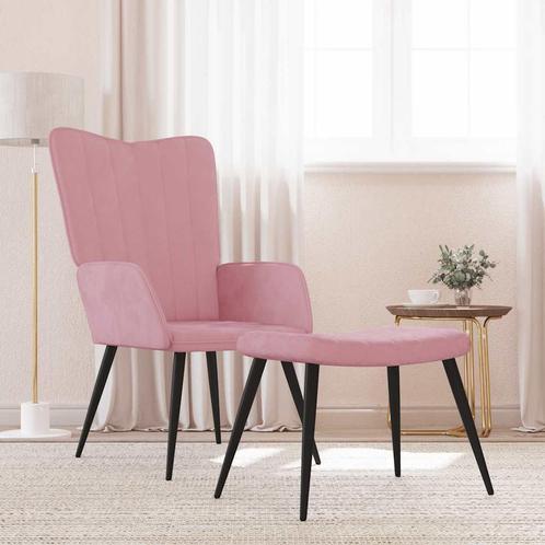 vidaXL Relaxstoel met voetenbank fluweel roze, Huis en Inrichting, Fauteuils, Nieuw, Verzenden