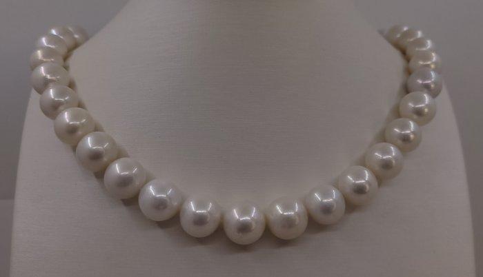 Halsketting 11x13mm ronde witte Edisonparels, Zilver, Sieraden, Tassen en Uiterlijk, Kettingen