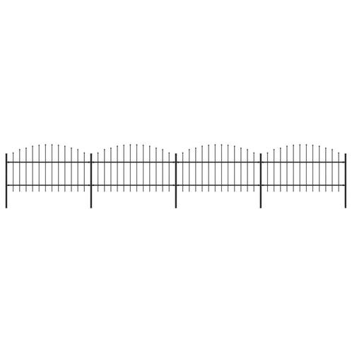 vidaXL Tuinhek met speren bovenkant (1-1,25)x6,8 m staal, Tuin en Terras, Schuttingen, Nieuw, IJzer, 1 tot 2 meter, Verzenden