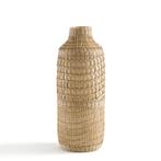 Nieuw! | Decoratieve vaas in bamboe H42 cm Plooming, Nieuw, Verzenden