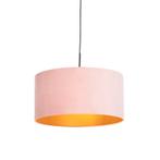 Hanglamp met velours kap roze met goud 50 cm - Combi, Huis en Inrichting, Lampen | Hanglampen, Nieuw, Overige materialen, Landelijk / Rustiek