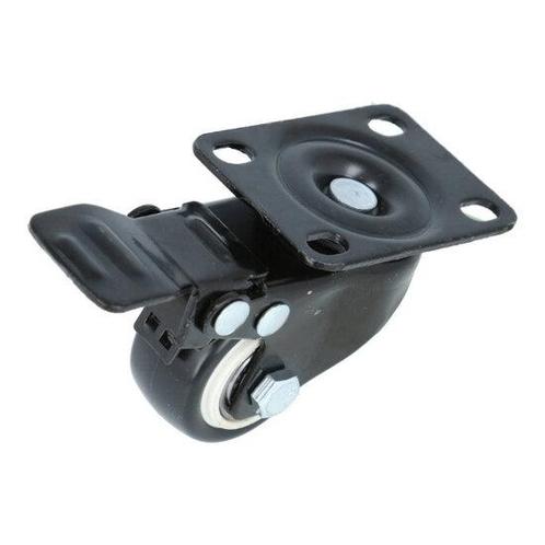 Zwenkwiel met rem en bevestigingsplaat zwart Ø40x20 mm, Doe-het-zelf en Verbouw, Zwenkwielen, Nieuw, Ophalen of Verzenden