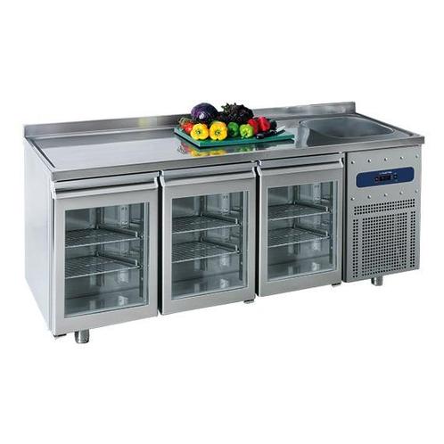 Koelwerkbank | Spoelbak | 474L | 3 Glasdeuren (1/1 GN) |, Zakelijke goederen, Horeca | Keukenapparatuur, Nieuw in verpakking, Verzenden