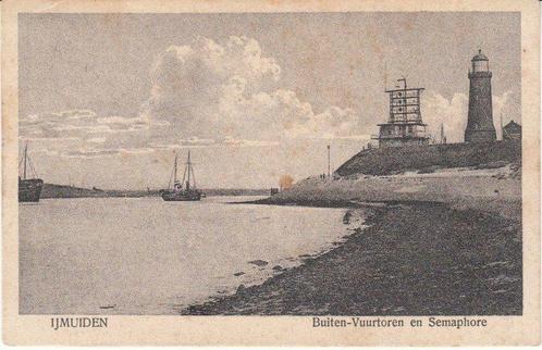 IJMUIDEN - Buiten-Vuurtoren en Semaphore, Verzamelen, Ansichtkaarten | Nederland, Verzenden
