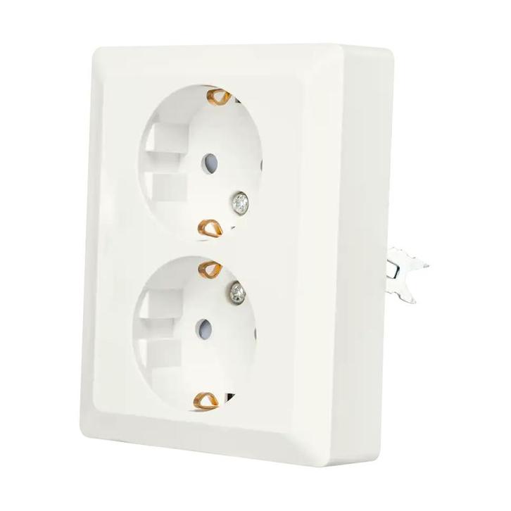 Luxar Wandcontactdoos Half Opbouw 2-Voudig Geaard Wit, Huis en Inrichting, Lampen | Wandlampen, Nieuw, Verzenden