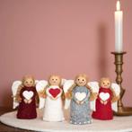 Wolvilt Kerstengelen met Hartje - Rood&Creme&Grijs - Set 4 s, Ophalen of Verzenden, Nieuw