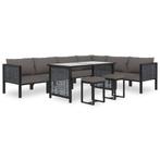 vidaXL 9-delige Loungeset met kussens poly rattan antraciet, Verzenden, Nieuw, Rotan, Loungeset