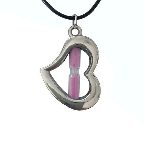 Fako Bijoux® - Ketting - Hart Met Zandloper - Roze, Sieraden, Tassen en Uiterlijk, Kettingen, Verzenden