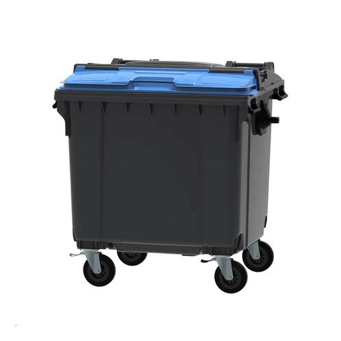 Afvalcontainer 4 wiel 1100 liter grijs met blauwe split lid, Huis en Inrichting, Badkamer | Badtextiel en Accessoires, Nieuw, Verzenden