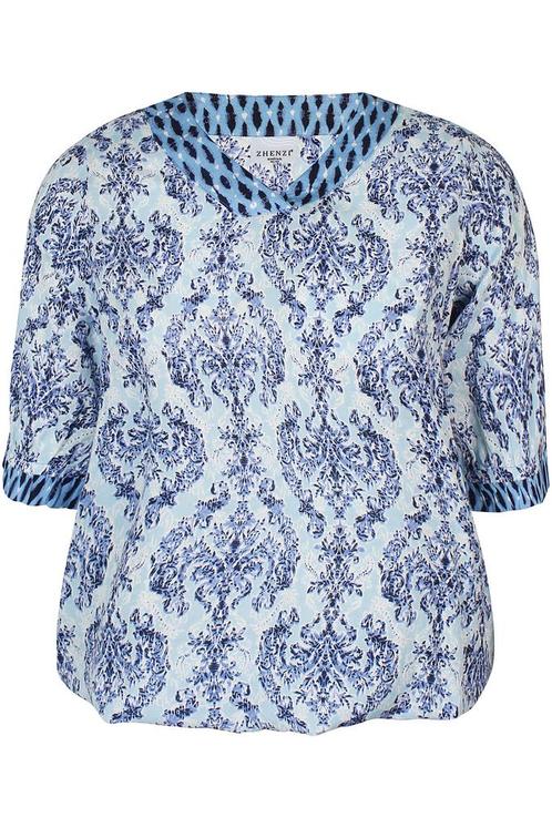 ZHENZI blouse combi print details Maat:, Kleding | Dames, Blouses en Tunieken, Overige kleuren, Nieuw, Verzenden