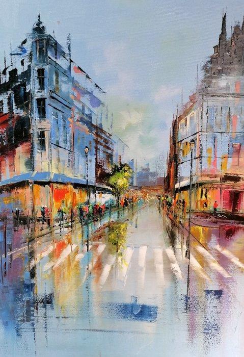 Alfred Anio (1967) - Evening in the City, Antiek en Kunst, Kunst | Schilderijen | Modern