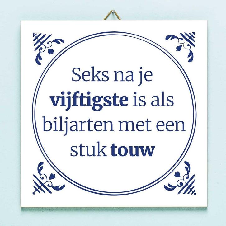 Tegeltje Seks na je vijftigste, Huis en Inrichting, Woonaccessoires | Wanddecoraties, Verzenden