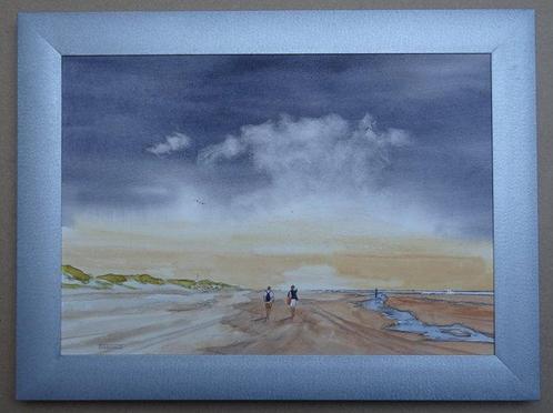 Franklin Meijer (1945) - Texel - Uitwaaien op het strand., Antiek en Kunst, Kunst | Schilderijen | Klassiek