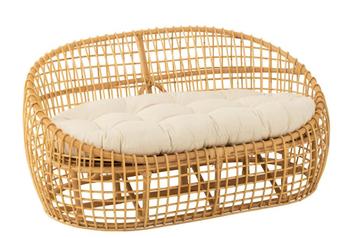 J-LINE 2-PERSOONS SOFA LISE + KUSSEN – ROTAN/TEXTIEL – N beschikbaar voor biedingen
