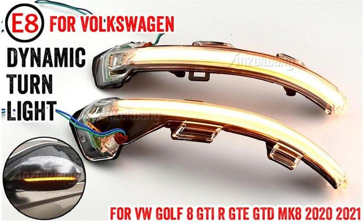 Dynamisch knipperlicht WIT in spiegel voor VW Golf 8, Auto-onderdelen, Verlichting