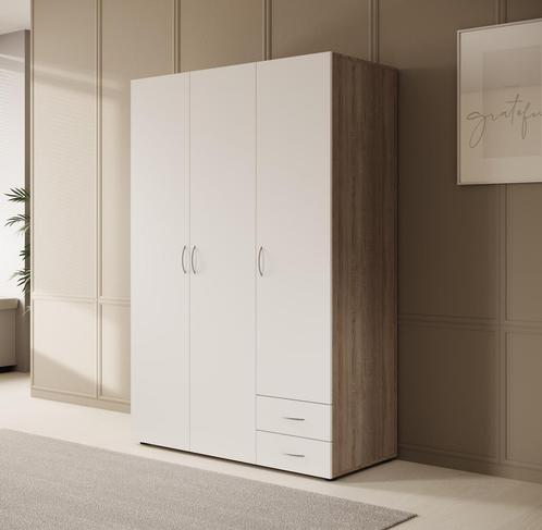 Kledingkast 120cm wit eiken | Scharnierdeuren Garderobekast, Huis en Inrichting, Kasten | Vitrinekasten, 50 tot 75 cm, Nieuw, 150 tot 200 cm