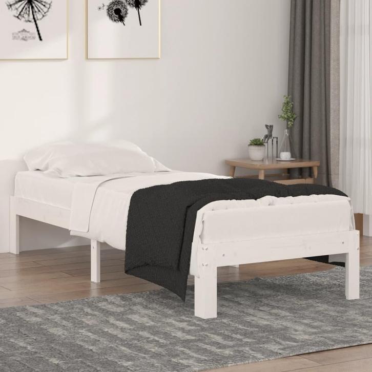 vidaXL Bedframe massief hout wit 75x190 cm, Huis en Inrichting, Slaapkamer | Bedden, Wit, Nieuw, Hout, Eenpersoons, Verzenden